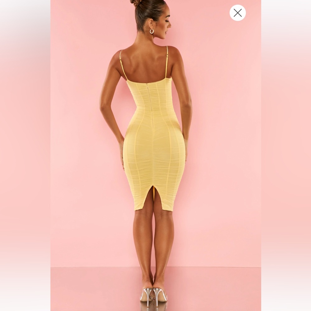 Oh Polly Corsica Embellished Bodycon Cut Out Summer Yellow 💛 - Picture 4 of 15